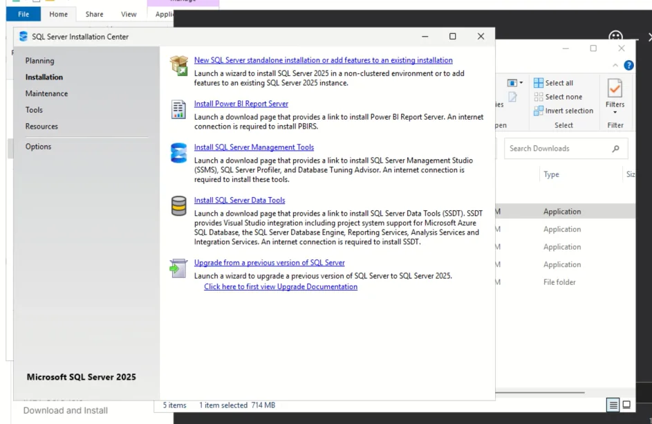 SQL Server Installation Center